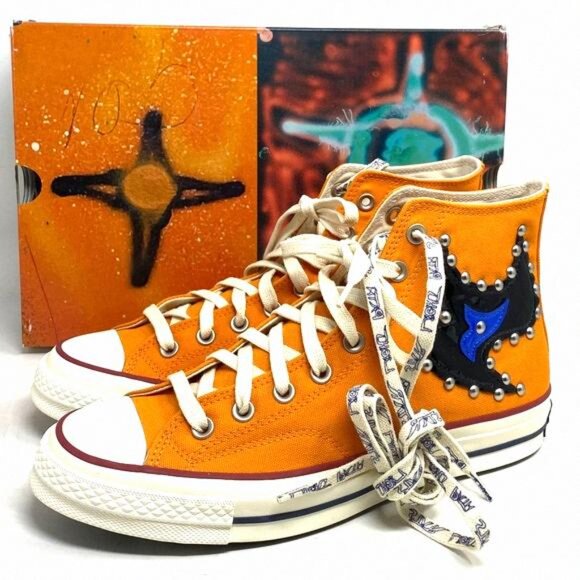 Converse x Come Tees Chuck 70 Shoes Orange Canvas A01762C High Sneakers Women - Picture 2 of 12